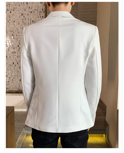 Men's Casual Fashion Dual-Color Patchwork Color Matching Trendy Blazer  -  GeraldBlack.com