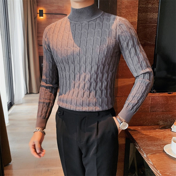 Men's Casual Fashion Simple Slim Turtleneck Knitted Sweater Pullovers  -  GeraldBlack.com