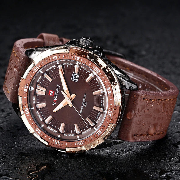 Men's Casual Fashion Waterproof Quartz Sports Military Leather Watch  -  GeraldBlack.com