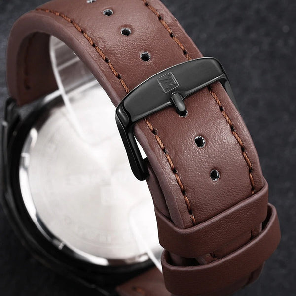 Men's Casual Fashion Waterproof Quartz Sports Military Leather Watch  -  GeraldBlack.com