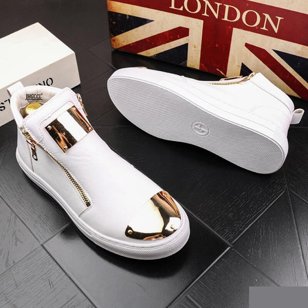 Men's Casual Fashion Zipper Outdoor High-Top Slip-On Driving Party Shoes h20  -  GeraldBlack.com