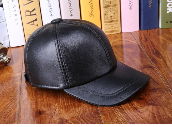 Men's Casual Genuine Cow Leather Leisure Adjustable Baseball Caps - SolaceConnect.com