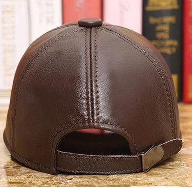 Men's Casual Genuine Cow Leather Leisure Adjustable Baseball Caps - SolaceConnect.com