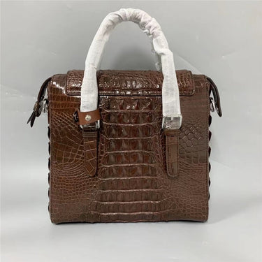 Men's Casual Genuine Crocodile Leather Flap Pockets Top Handle Handbag  -  GeraldBlack.com