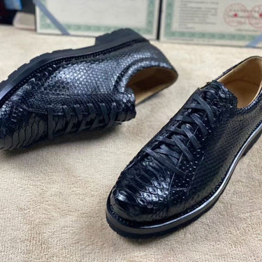 Men's Casual Genuine Leather Animal Printed Serpentine Walking Shoes  -  GeraldBlack.com