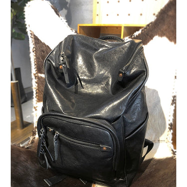 Men's Casual Genuine Leather Cowhide Large Capacity Computer Backpack  -  GeraldBlack.com