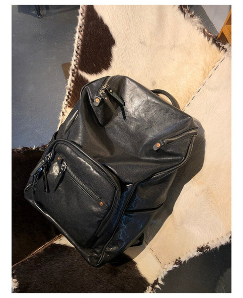 Men's Casual Genuine Leather Cowhide Large Capacity Computer Backpack  -  GeraldBlack.com