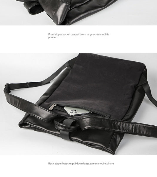 Men's Casual Genuine Leather Cowhide Large Capacity Laptop Backpack  -  GeraldBlack.com