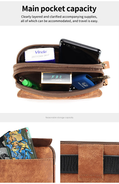 Men's Casual Genuine Leather Loop Holster Cellphone Waist Belt Bag  -  GeraldBlack.com