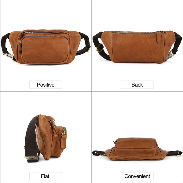 Men's Casual Genuine Leather Multifunction Cell Phone Travel Chest Bag  -  GeraldBlack.com