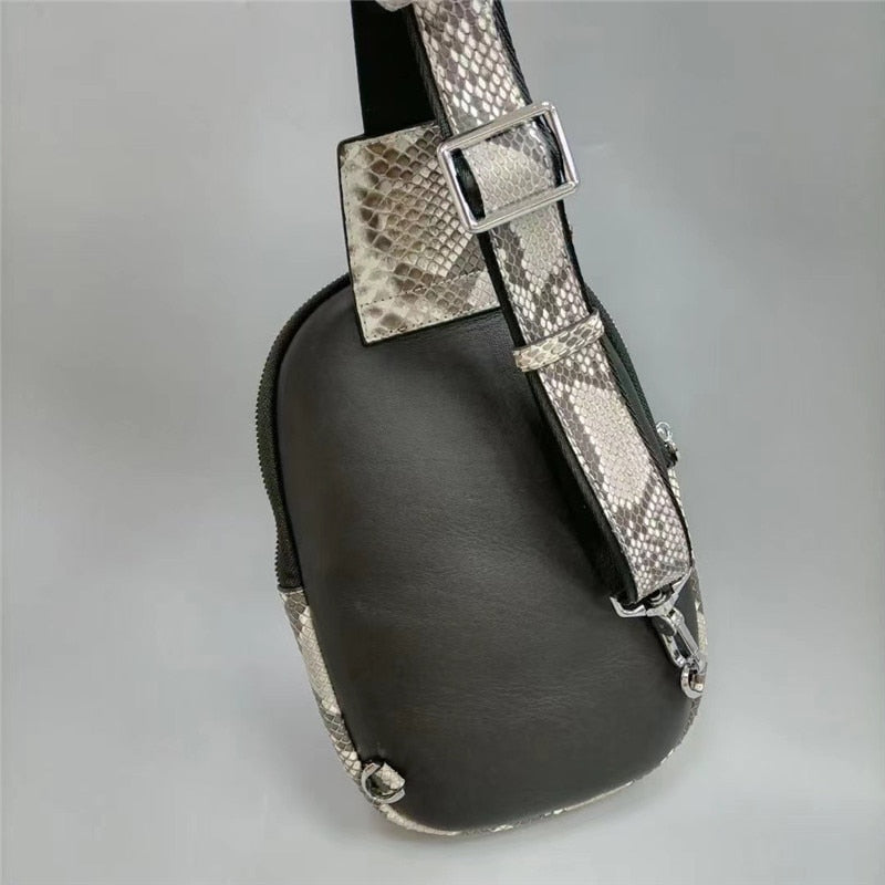 Men's Casual Genuine Leather Small Serpentine Crossbody Shoulder Bag  -  GeraldBlack.com
