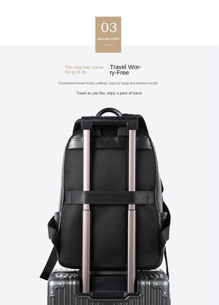 Men's Casual Genuine Leather Soft Business Travel Laptop Backpack  -  GeraldBlack.com