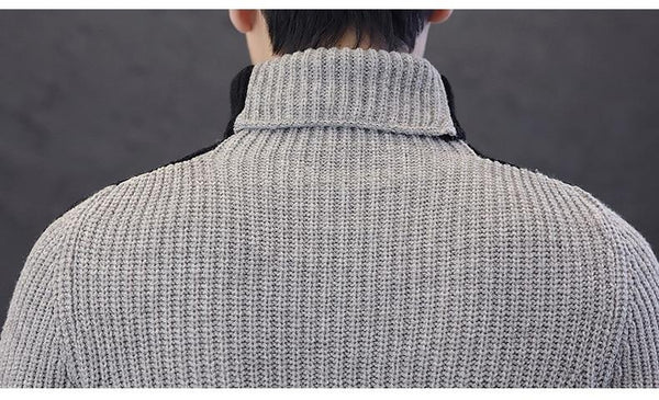 Men's Casual Knitted Full Striped Turtleneck Sweater for Winter - SolaceConnect.com
