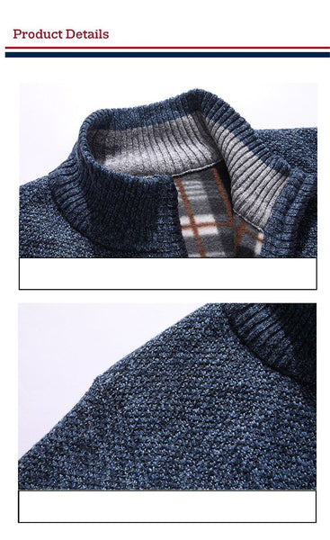 Men's Casual Knitted Zipper Stand Collar Solid Cardigan Sweater - SolaceConnect.com