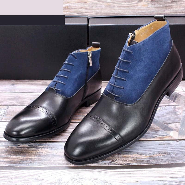 Men's Casual Luxury Original Suede Lace Up Pointed Toe Ankle Boots  -  GeraldBlack.com
