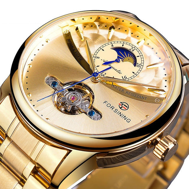 Men's Casual Moonphase Gold Mechanical Automatic Self-wind Watch  -  GeraldBlack.com