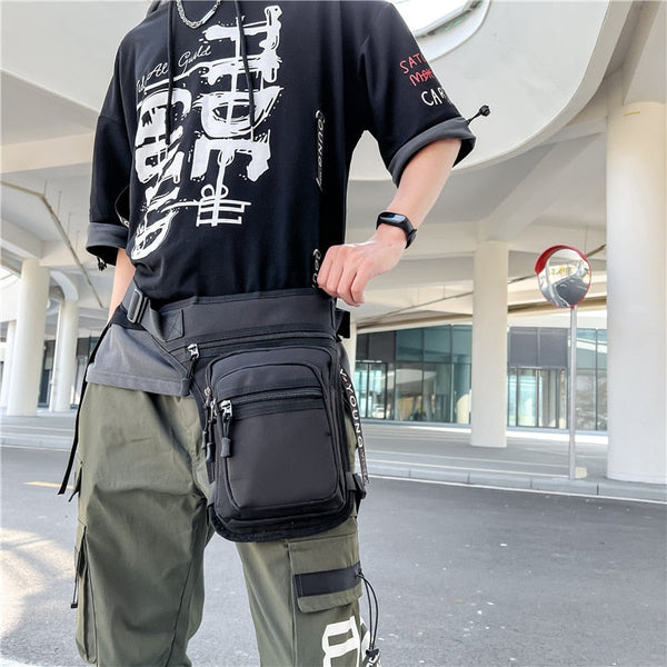 Men's Casual Motorcycle Style Canvas Drop Small Waist Belt Bags  -  GeraldBlack.com