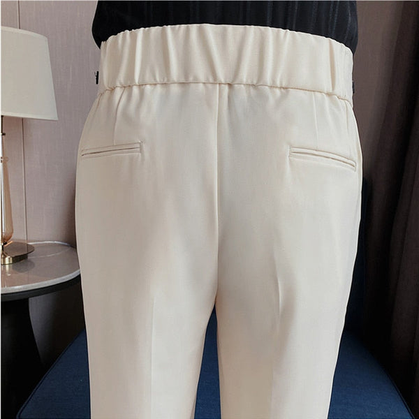 Men's Casual Party Solid Color British Style High Waist Slim Fit Pants  -  GeraldBlack.com