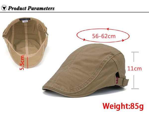 Men's Casual Peaked Cap Plain Cotton Beret Hats with Letter Pattern  -  GeraldBlack.com