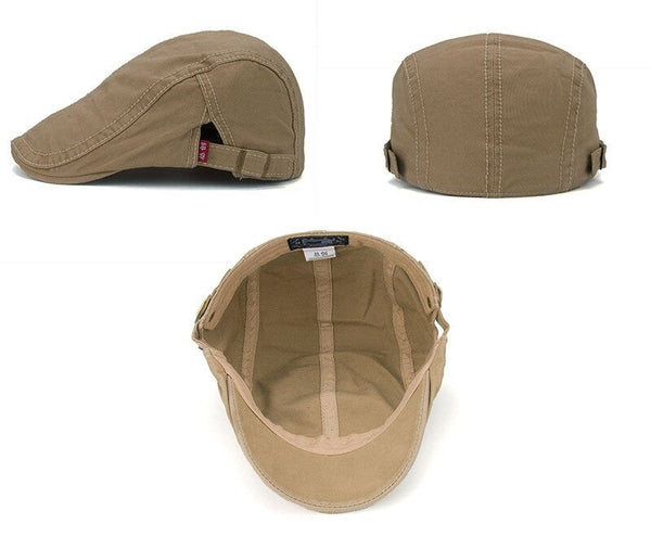 Men's Casual Peaked Cap Plain Cotton Beret Hats with Letter Pattern  -  GeraldBlack.com