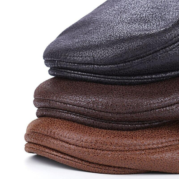 Men's Casual Peaked Caps Plain Solid Pattern Beret Hats with Fur  -  GeraldBlack.com