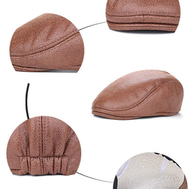 Men's Casual Peaked Caps Plain Solid Pattern Beret Hats with Fur  -  GeraldBlack.com