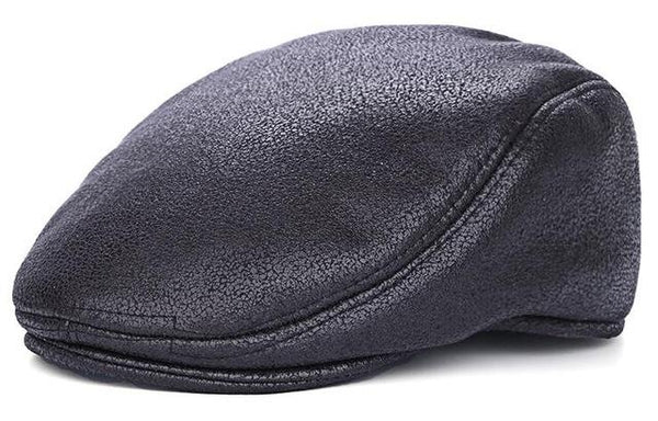 Men's Casual Peaked Caps Plain Solid Pattern Beret Hats with Fur - SolaceConnect.com