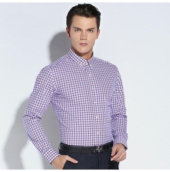 Men's Casual Plaid Checkered Cotton Full Sleeve Pocket-less Shirts - SolaceConnect.com