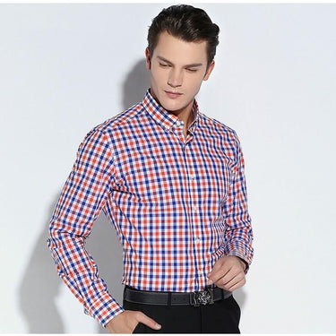 Men's Casual Plaid Checkered Cotton Full Sleeve Pocket-less Shirts  -  GeraldBlack.com