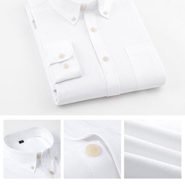 Men's Casual Solid White Oxford Full Sleeve Shirt for Youth Plus Size - SolaceConnect.com