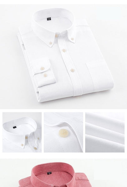 Men's Casual Solid White Oxford Full Sleeve Shirt for Youth Plus Size - SolaceConnect.com