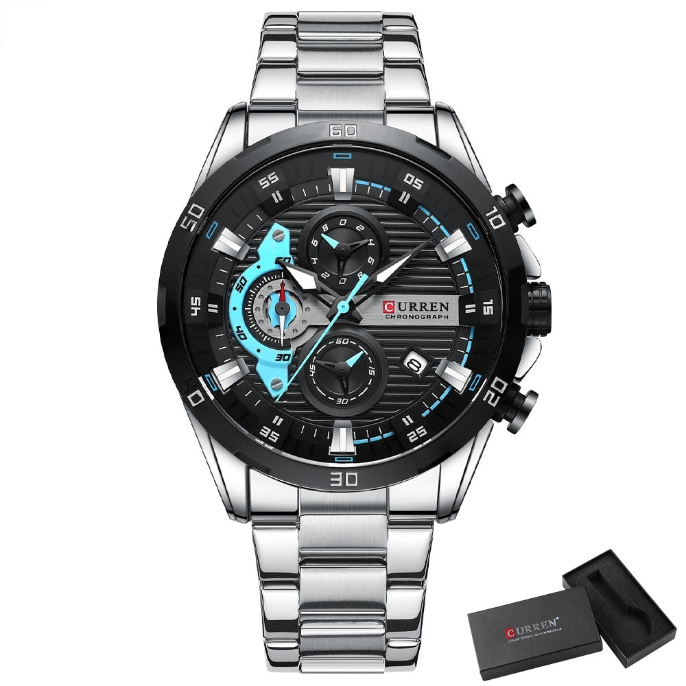 Men's Casual Stainless Steel Luminous Chronograph Sports Wristwatches  -  GeraldBlack.com