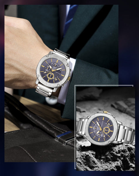 Men's Casual Stainless Steel Quartz Chronograph Business Wristwatches  -  GeraldBlack.com