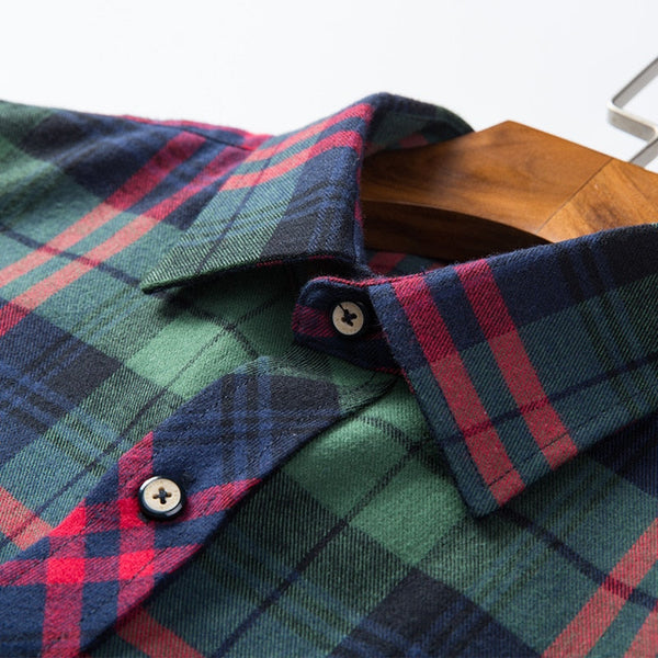 Men's Casual Standard-fit Flannel Single Patch Pocket Long Sleeve Shirt  -  GeraldBlack.com