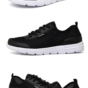 Men's Casual Summer Breathable Lace Up Gray Black Flat Mesh Shoes  -  GeraldBlack.com