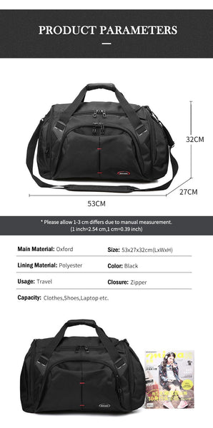 Men's Casual Waterproof Large Capacity Portable Outdoor Travel Gym Bag  -  GeraldBlack.com