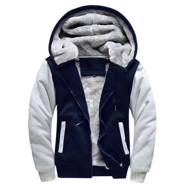 Men's Casual Wool Velvet Warm Winter Thickened Zipper Sweatshirt Hoodies - SolaceConnect.com