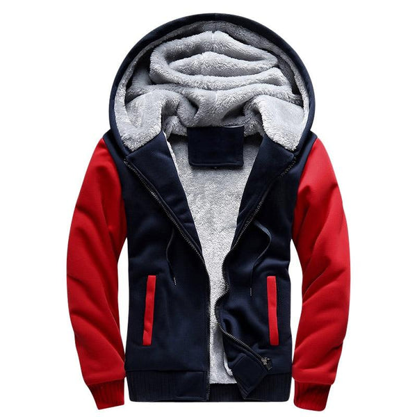 Men's Casual Wool Velvet Warm Winter Thickened Zipper Sweatshirt Hoodies - SolaceConnect.com