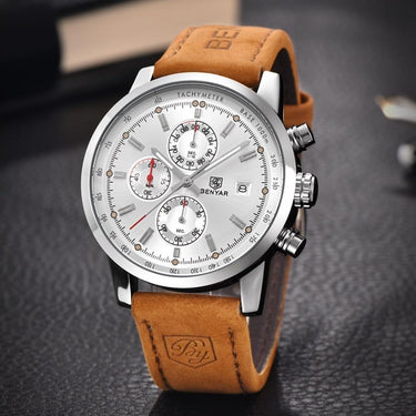 Men's Chronograph FashionGenuine Leather Luxury Sports Quartz Watches  -  GeraldBlack.com