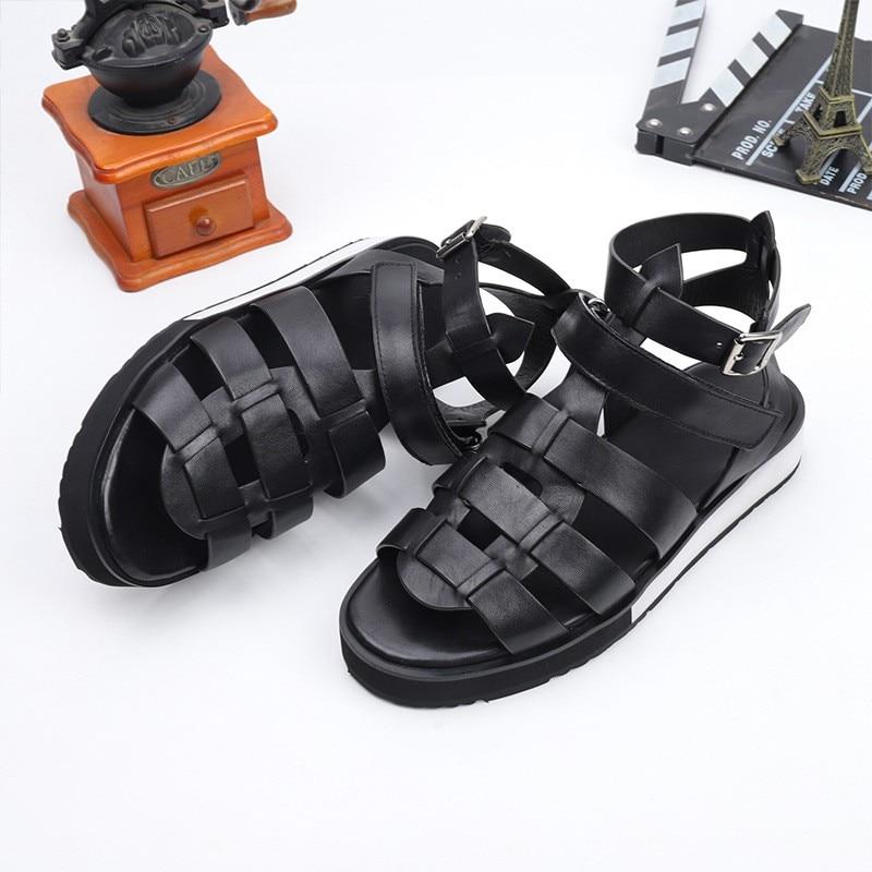 Men's Classic 100% Real Leather Breathable Open Toe Platform Beach Sandals  -  GeraldBlack.com