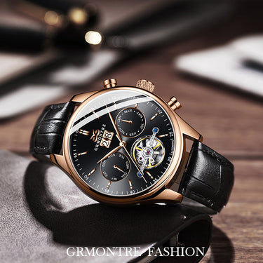 Men's Classic Automatic Mechanical Skeleton Tourbillon Rose Gold Watch  -  GeraldBlack.com