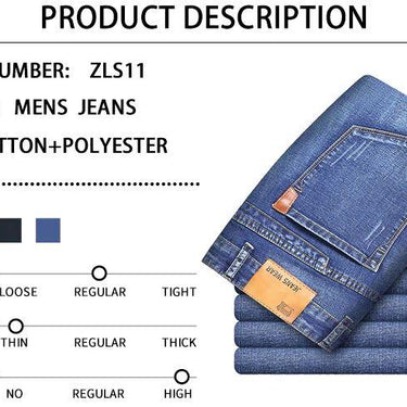 Men's Classic Business Denim Jeans & Black Summer Thin Slim Fit Pants - SolaceConnect.com