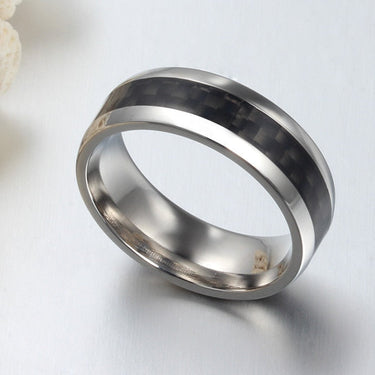 Men's Classic Fashion Geometric Pattern Stainless Steel Carbon Fibre Ring  -  GeraldBlack.com