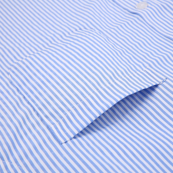 Men's Classic French Cuffs Striped Dress Single Patch Pocket Standard-fit Long Sleeve Wedding Shirts  -  GeraldBlack.com