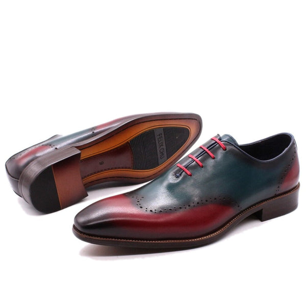 Men's Classic Handcrafted Wing-tip Calfskin Leather Oxfords Shoes  -  GeraldBlack.com