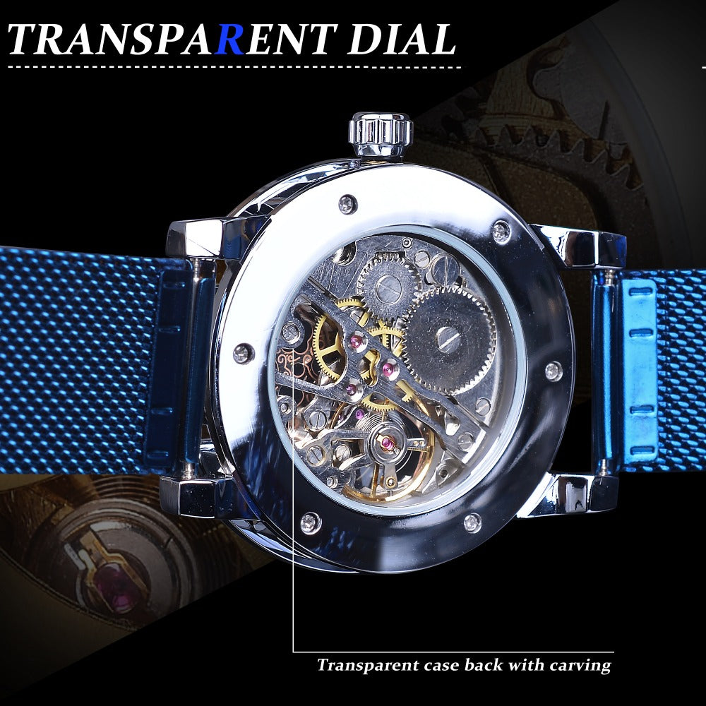 Men's Classic Royal Gear Movement Mechanical Diamond Display Watch  -  GeraldBlack.com