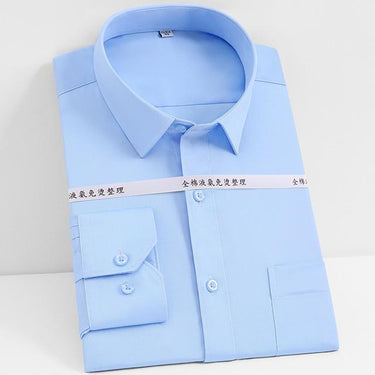 Men's Classic Single Patch Pocket Non Iron Solid Dress Shirt - SolaceConnect.com