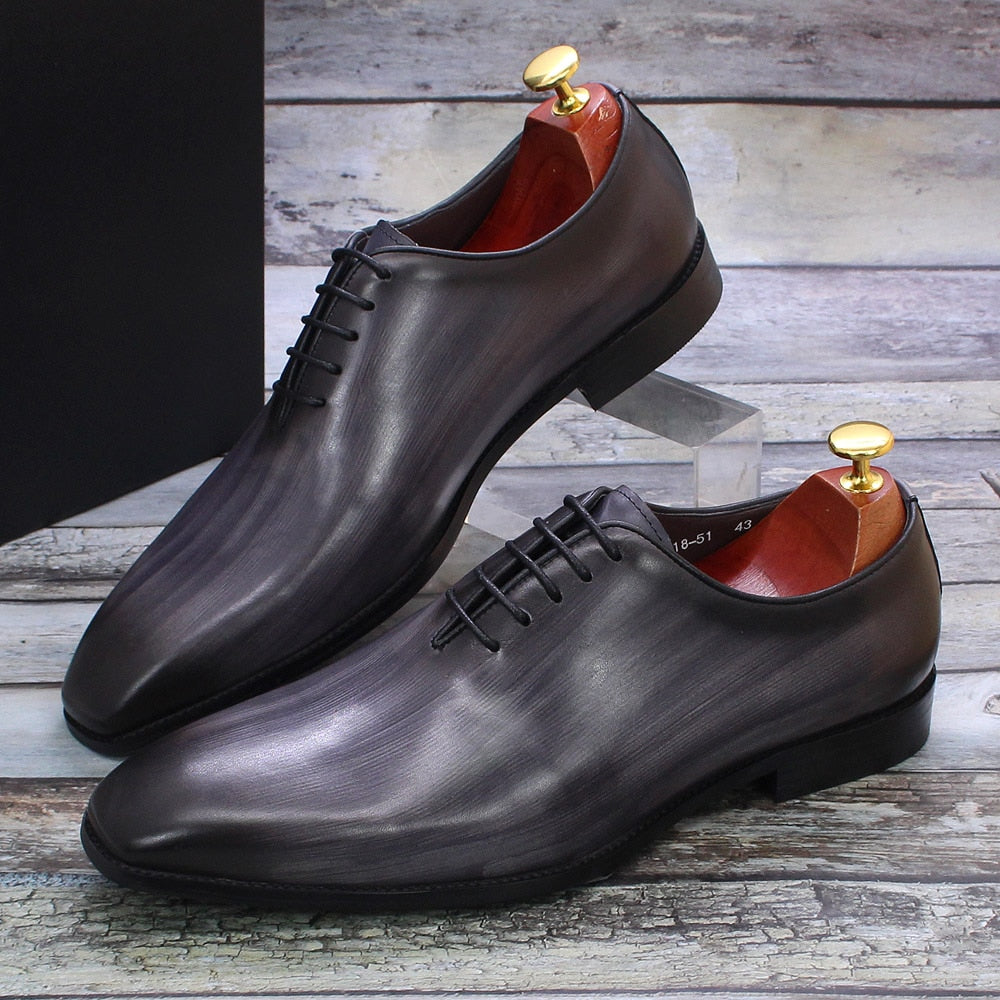 Men's Classic Soft Handmade Real Calf Leather Whole cut Oxford Shoes  -  GeraldBlack.com