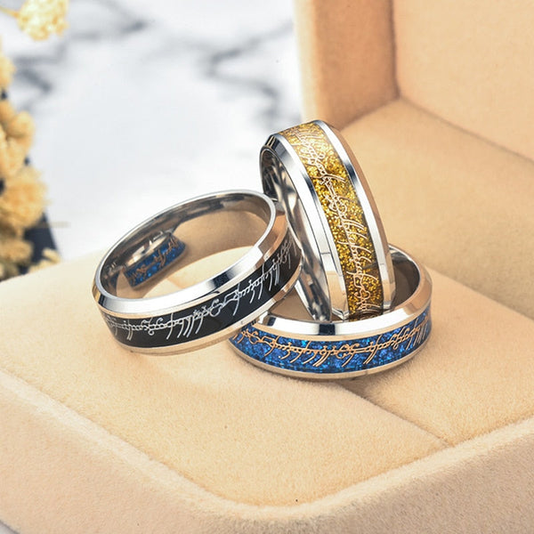 Men's Classic Special White Gold Plated Letters Stainless Steel Rings - SolaceConnect.com