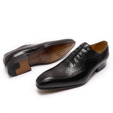 Men's Classic Style Coffee Black Lace Up Pointed Toe Oxford Shoes  -  GeraldBlack.com